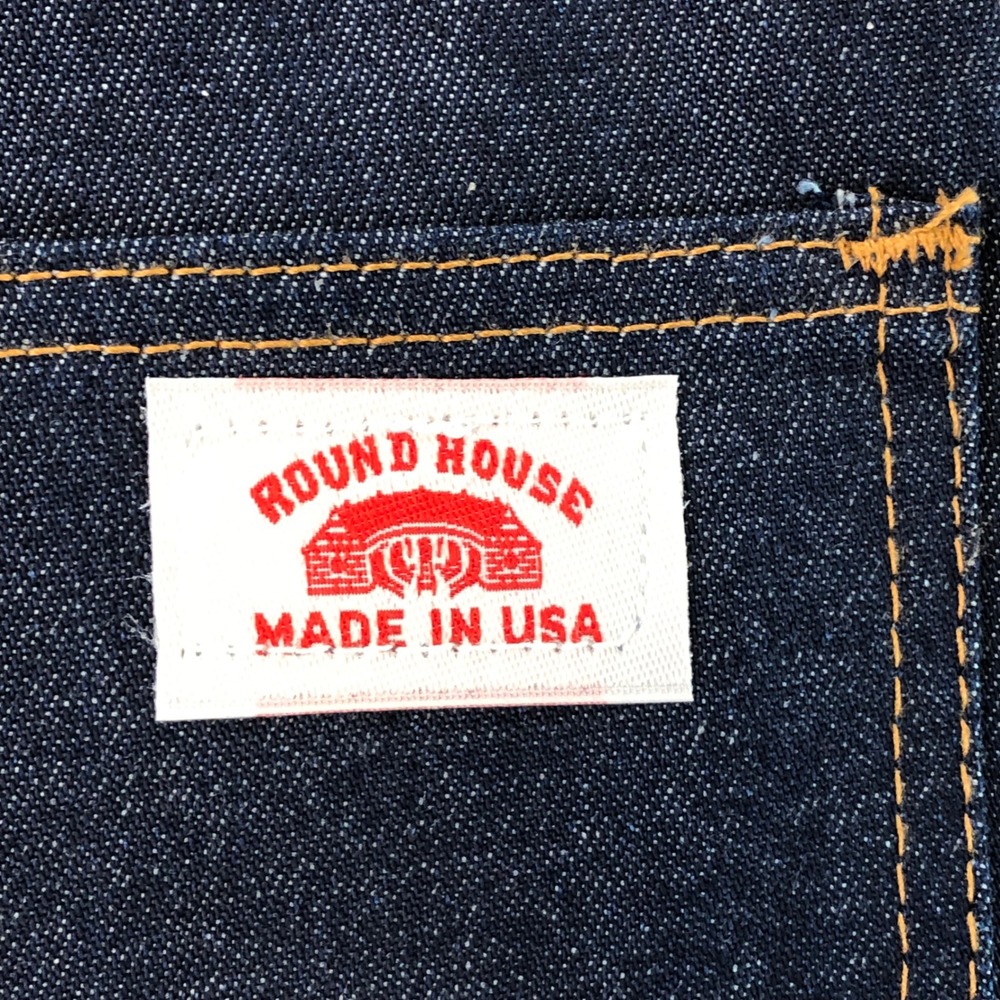 VTG Round House Carpenter Jeans Mens 33x33 USA Made Raw Denim Deadstock Workwear - Picture 2 of 16